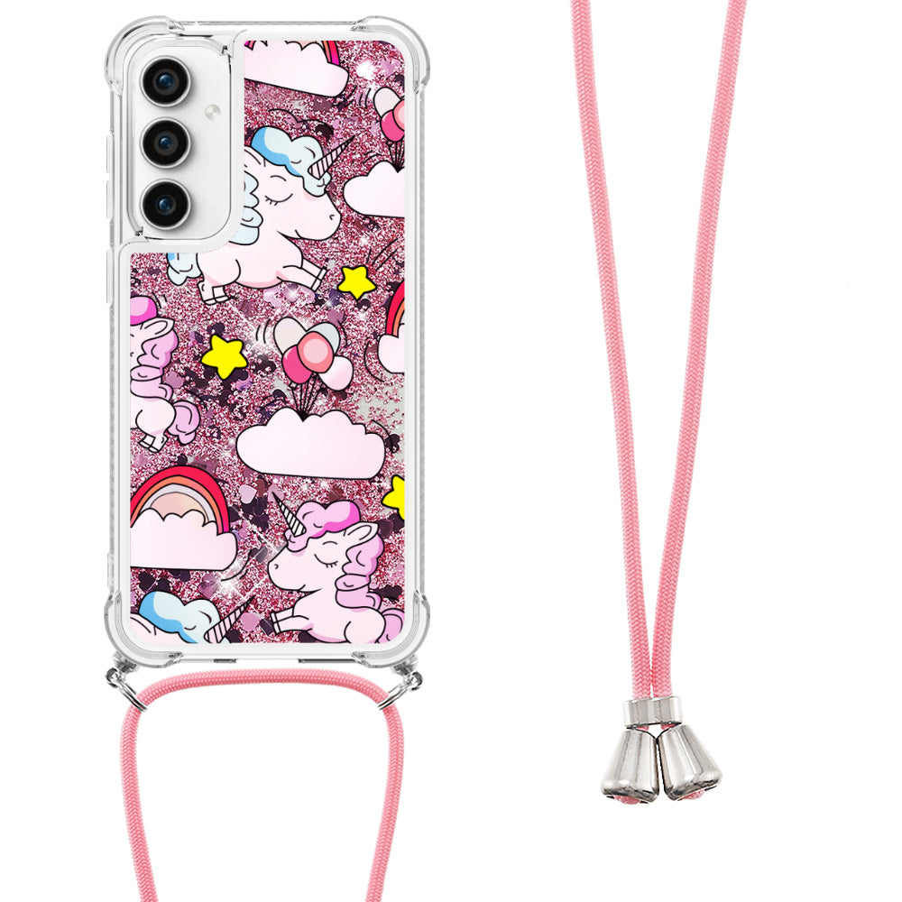 YB Quicksand Series-5 For Samsung Galaxy S23 FE Glitter Liquid Case TPU Pattern Printing Phone Cover with Lanyard YB Quicksand Series-5 For Samsung Galaxy S23 FE Glitter Liquid Case TPU Pattern Printing Phone Cover with Lanyard